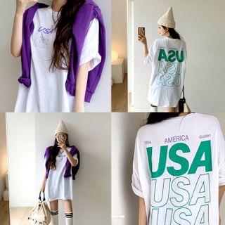 Usa Letter-printed Boxy T-shirt
