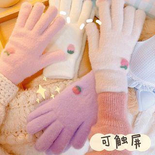 Touchscreen Strawberry Chenille Gloves