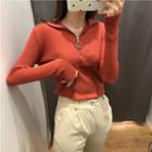 Zip-front Knit Top