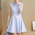 Sleeveless Cutout Patterned A-line Mini Dress