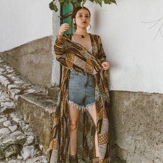 Patterned Chiffon Jacket As Shown In Figure - One Size