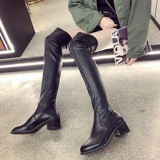 Block Heel Studded Over-the-knee Boots