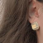 Rhinestone Ear Stud 1 Pair - Silver Stud - Light Yellow - One Size