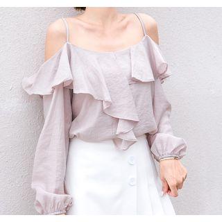 Cold Shoulder Chiffon Blouses