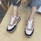 Genuine Leather Color-block Athletic Sneakers