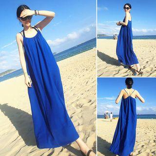 Plain Spaghetti Strap Maxi Chiffon Dress