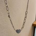 Heart Pendant Stainless Steel Necklace Silver - One Size