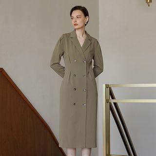 Pleated H-line Long Blazer Dress