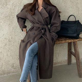 Long-sleeve Plain Loose-fit Coat