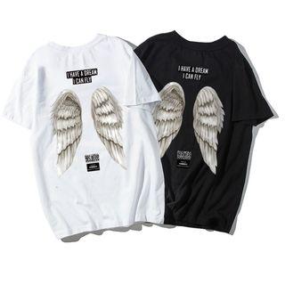 Angel Wings Print Short-sleeve T-shirt