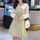 Long-sleeve Color-block Collared Dress
