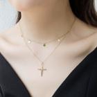 925 Sterling Silver Cross Layered Necklace