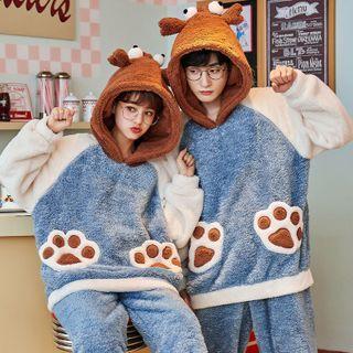 Couple Matching Loungewear Set : Fleece Hooded Top + Pants