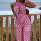 Halter-neck Cutout Wide-leg Jumpsuit