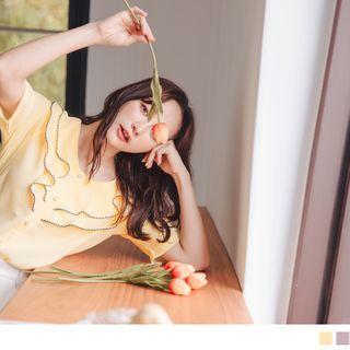 Short Sleeve Ruffled Chiffon Shirt
