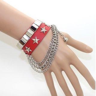 Chain Studded Faux Leather Bracelet