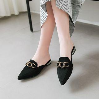 Pointy-toe Chain-detail Mules