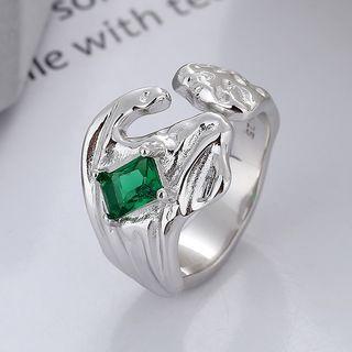 Rhinestone Irregular Sterling Silver Open Ring Df168 - Silver - One Size