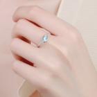 Moonstone Sterling Silver Chain Ring 1pc - Silver & Blue - One Size