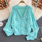 Faux Pearl & Rhinestone Knit Cardigan