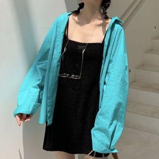 Plain Shirt / Spaghetti-strap Mini Sheath Dress