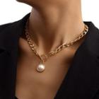 Faux Pearl Pendant Alloy Choker 1 Pc - Gold - One Size
