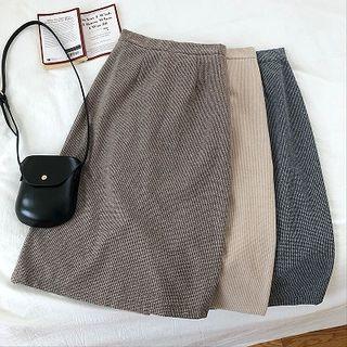 Houndstooth Midi Straight-fit Skirt