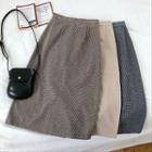 Houndstooth Midi Straight-fit Skirt