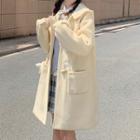 Toggle Button Hooded Woolen Coat