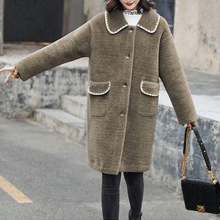 Faux Fur Collared Single-breasted Coat