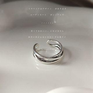 Layered Alloy Open Ring C-436 - Silver - One Size