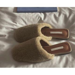 Square-toe Wool Mules