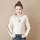 Lettering Half-zip Turtleneck Sweatshirt