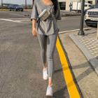 Seam-trim Cutout-hem Legging Pants