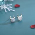 Sterling Silver Moonlight Stone Antler Stud Earring