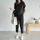 Set: Zipped Blouson Top + Jogger Pants