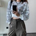 Tie-dyed Cropped Sweatshirt / High-waist Wide-leg Cargo Pants