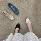 Ruched Trim Square-toe Flats
