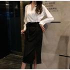 Chiffon Blouse / High-waist Skirt
