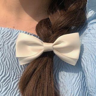 Plain Bow Fabric Hair Clip 1 Pc - White - One Size