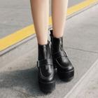 Zip Front Platform Ankle Boots