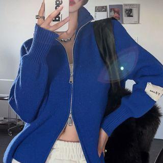 Plain Zip Jacket Blue - One Size