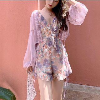 Light Jacket / Sleeveless Floral Playsuit