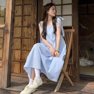 Tie-strap Plain Loose Fit Overall Dress