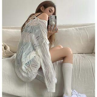 Strappy Open-knit Loose Top