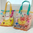Illustrated Mesh-panel Beach Bag