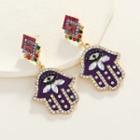 Monster Rhinestone Alloy Dangle Earring 1 Pair - Dark Purple - One Size