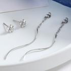 Alloy Rhinestone Flower Earring 1 Pair - With Earring Back - Silver - One Size