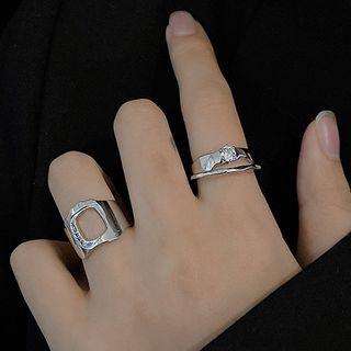 Rhinestone Alloy Ring / Cutout Alloy Open Ring / Set