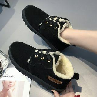 Applique Lace-up Snow Ankle Boots